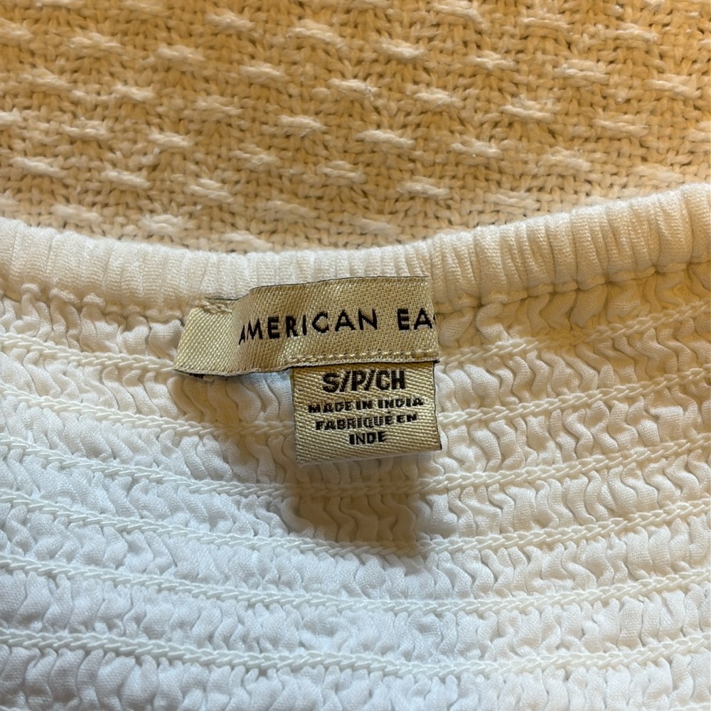 American Eagle Ruffle Sleeve Babydoll Top White Size Small - Picture 6 of 11